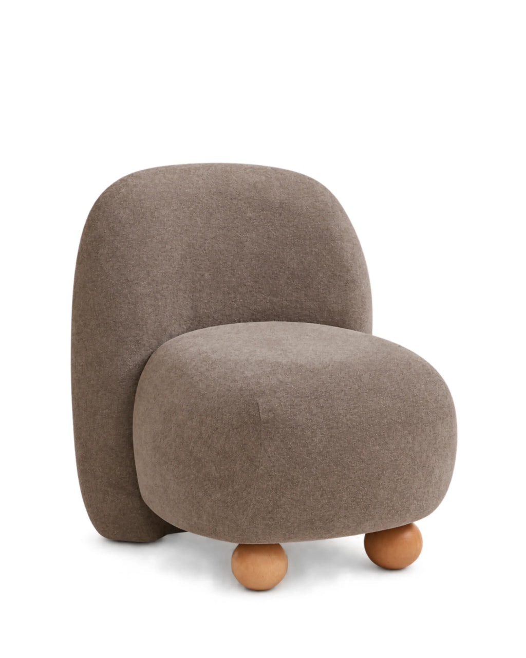 Ovrique Bouclé Lounge Chair with Solid Wood Base
