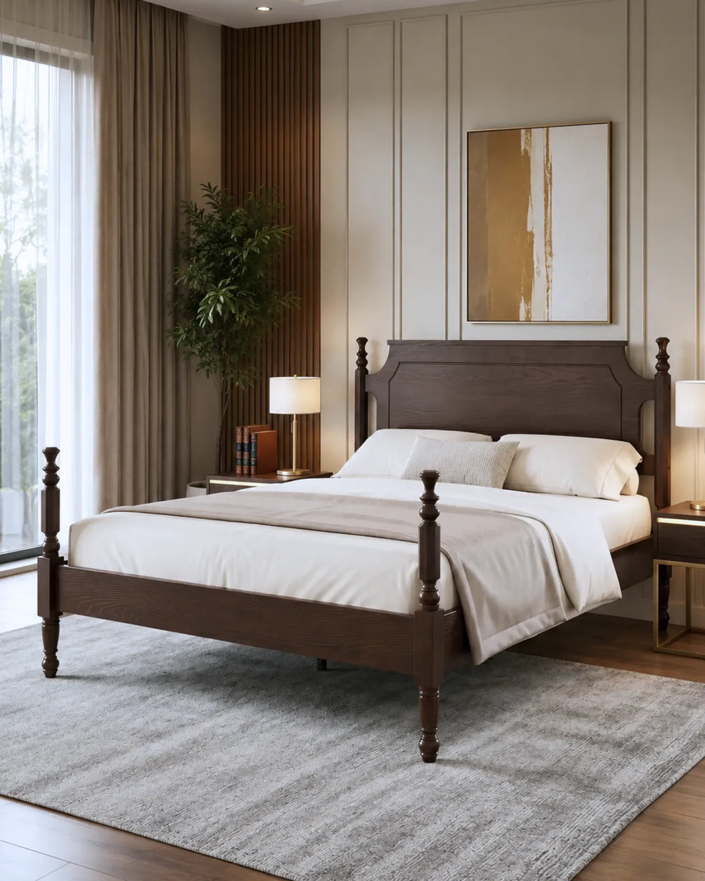 Auremont Solid Hardwood Platform Bed