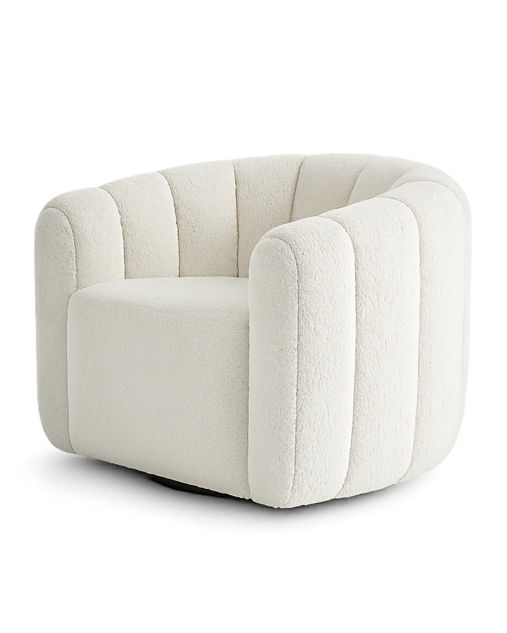 Veloura Alabaster Channel-Tufted Bouclé Swivel Accent Chair
