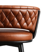 Merivo Contemporary Tan Leatherette Bar Chair with Stainless Steel Base
