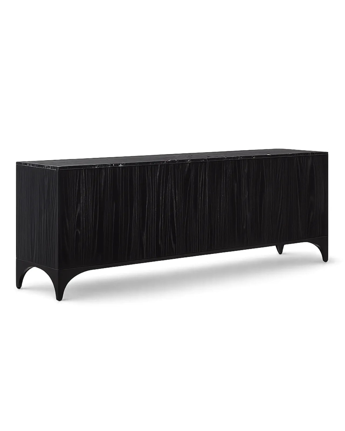 Velcero Black Oak Media Console with Natural Marble Top