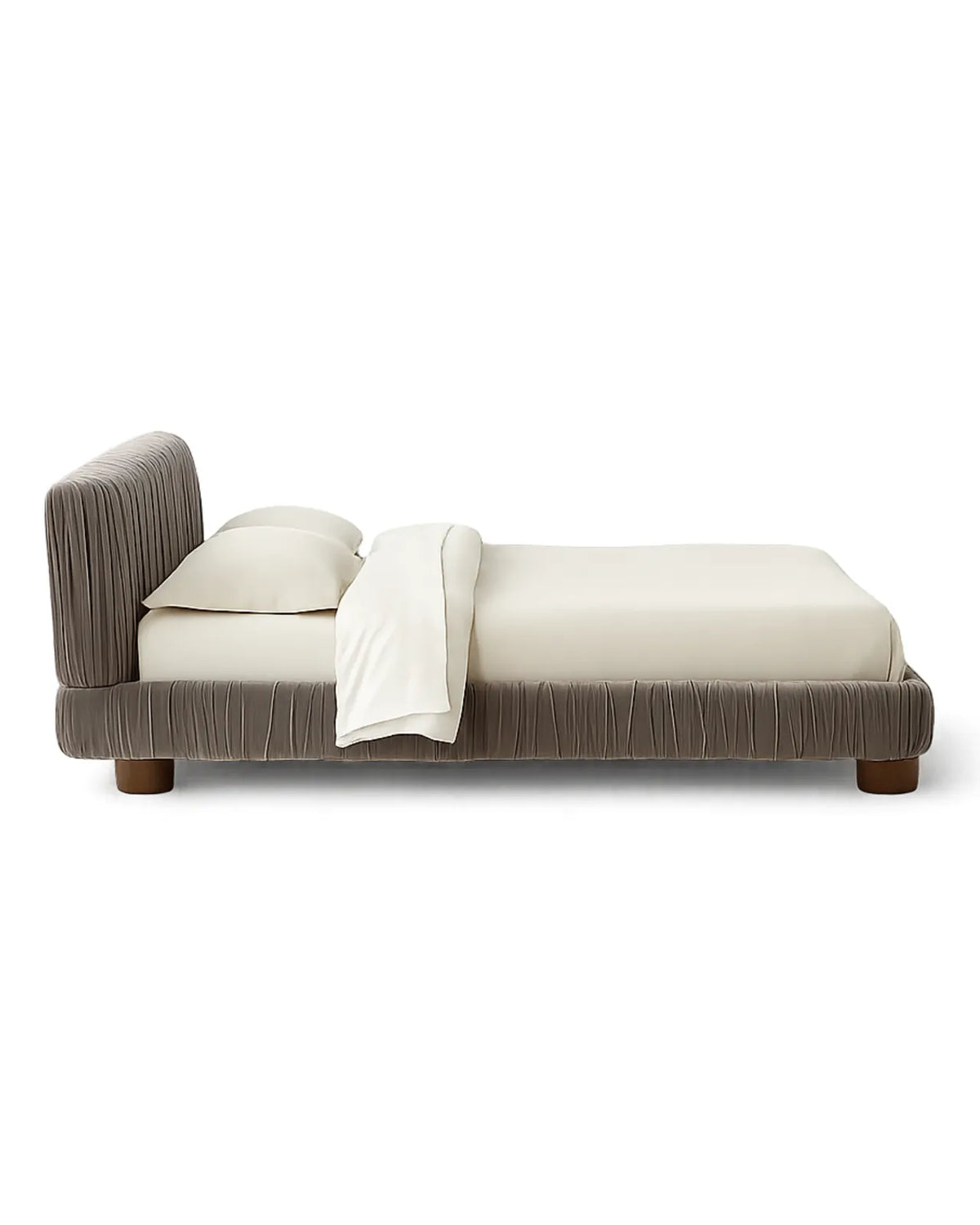 Striova Charcoal Velvet Low-Profile Bed
