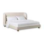 Orivelle Shelter Headboard Fabric Bed - Warm Cream Bouclé