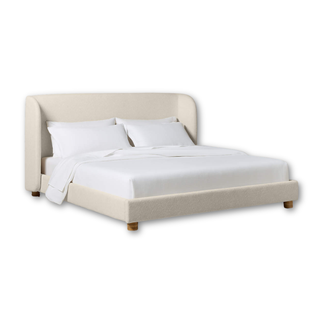 Orivelle Shelter Headboard Fabric Bed - Warm Cream Bouclé
