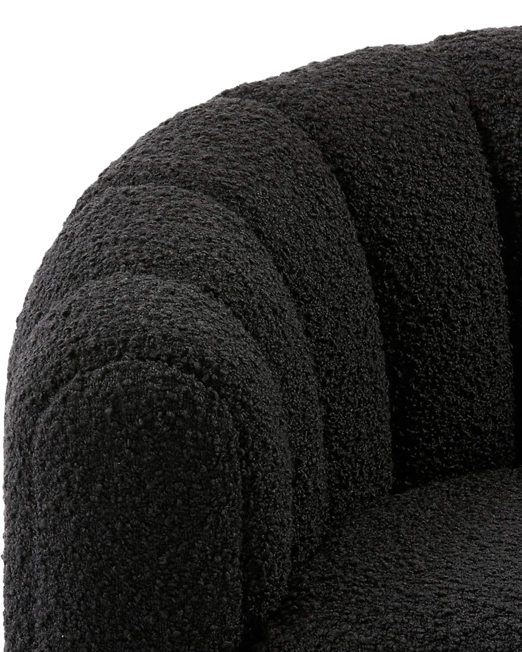 Veloura Obsidian Channel-Tufted Bouclé Swivel Accent Chair
