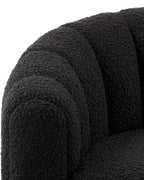 Veloura Obsidian Channel-Tufted Bouclé Swivel Accent Chair