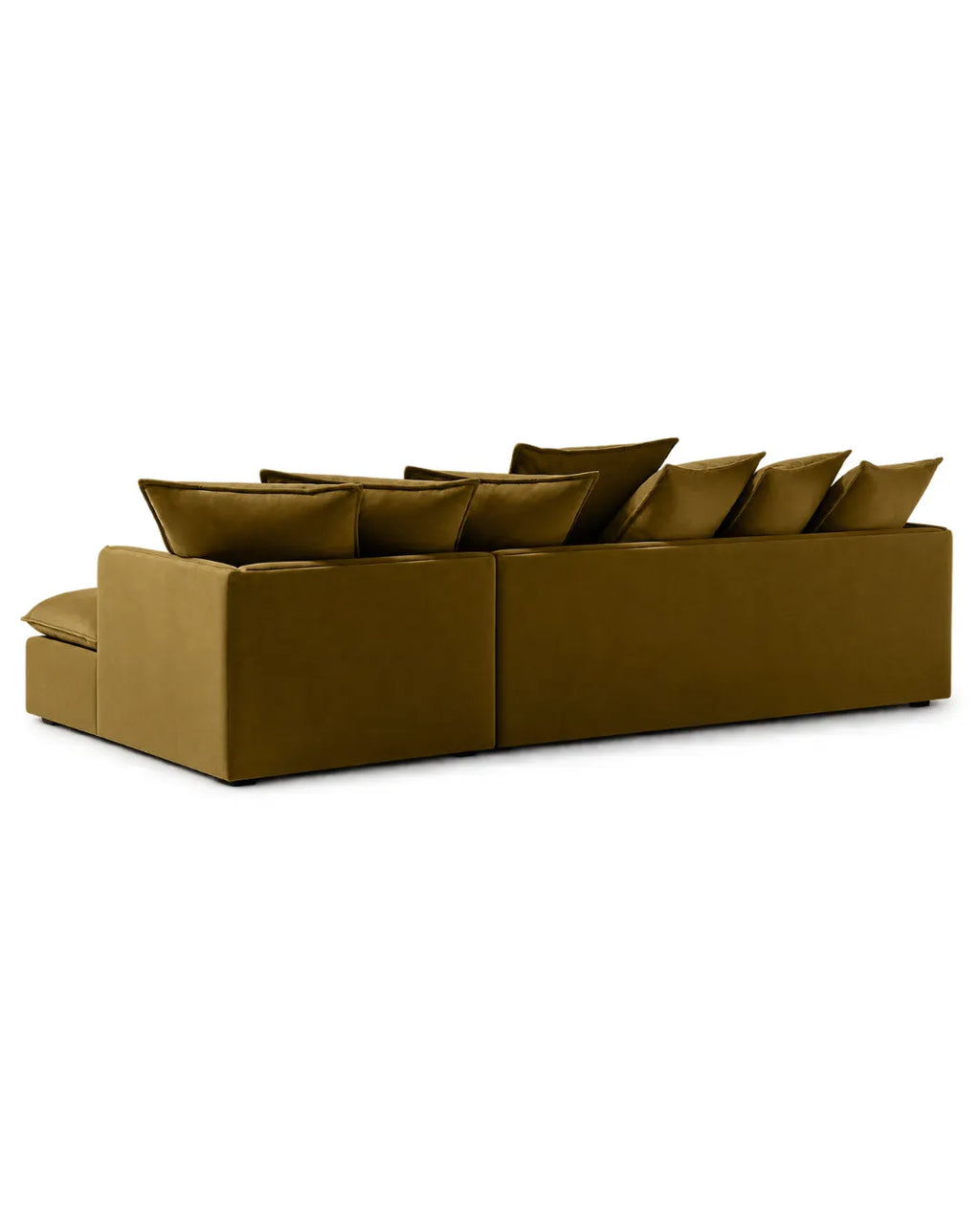 Zevrano Performance Velvet L-Shaped Sectional Sofa with Chaise