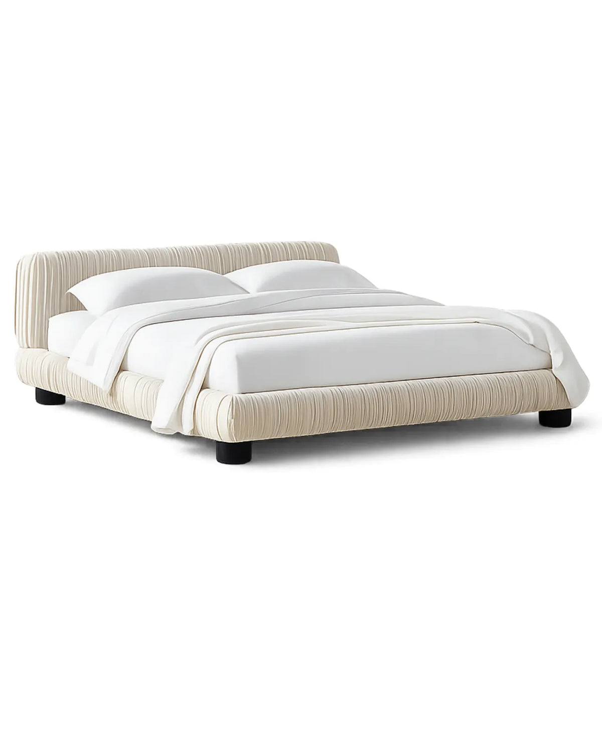 Striova Ruched Velvet Low-Profile Bed