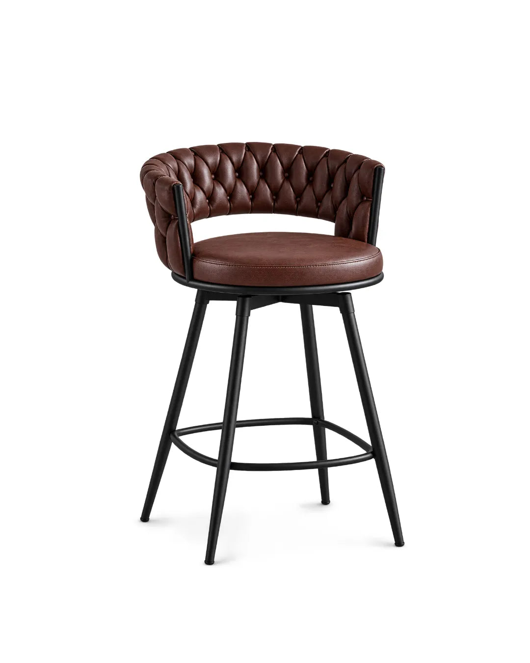 Merivo Contemporary Espresso Leatherette Bar Chair with Stainless Steel Base