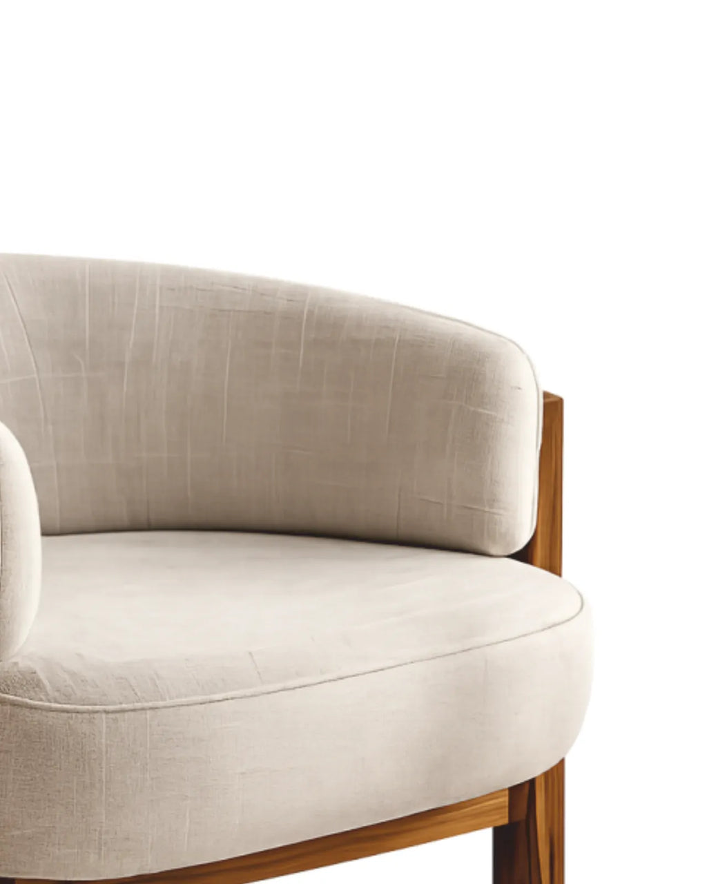 Bellarvo Velvet Accent Lounge Chair in Solid Teak Wood