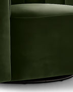 Veloura Olive Channel-Tufted Bouclé Swivel Accent Chair