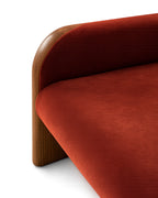 VESARO Velvet Lounge Chair with Oak Frame