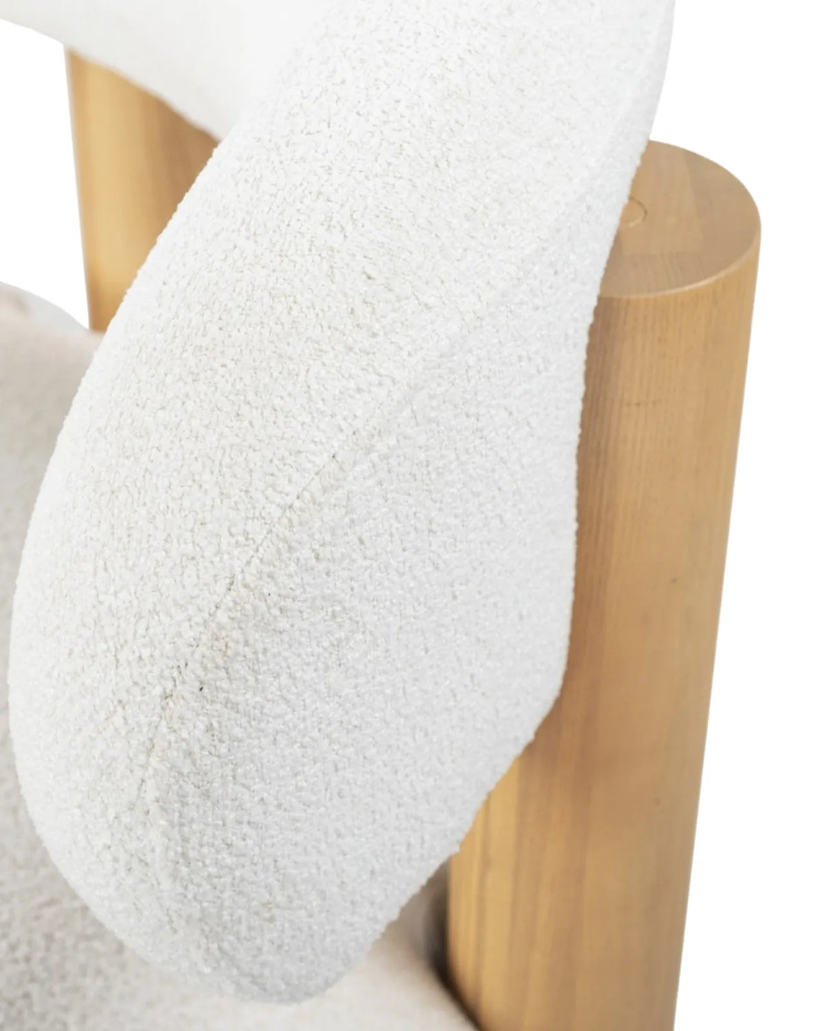 Selvora Bouclé Accent Lounge Chair Oak Wood