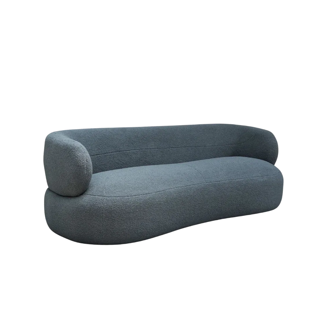 Zorique Curved Bouclé Obsidian Sofa