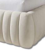 Rovique Chalk Velvet Channel-Tufted Performance Fabric Bed