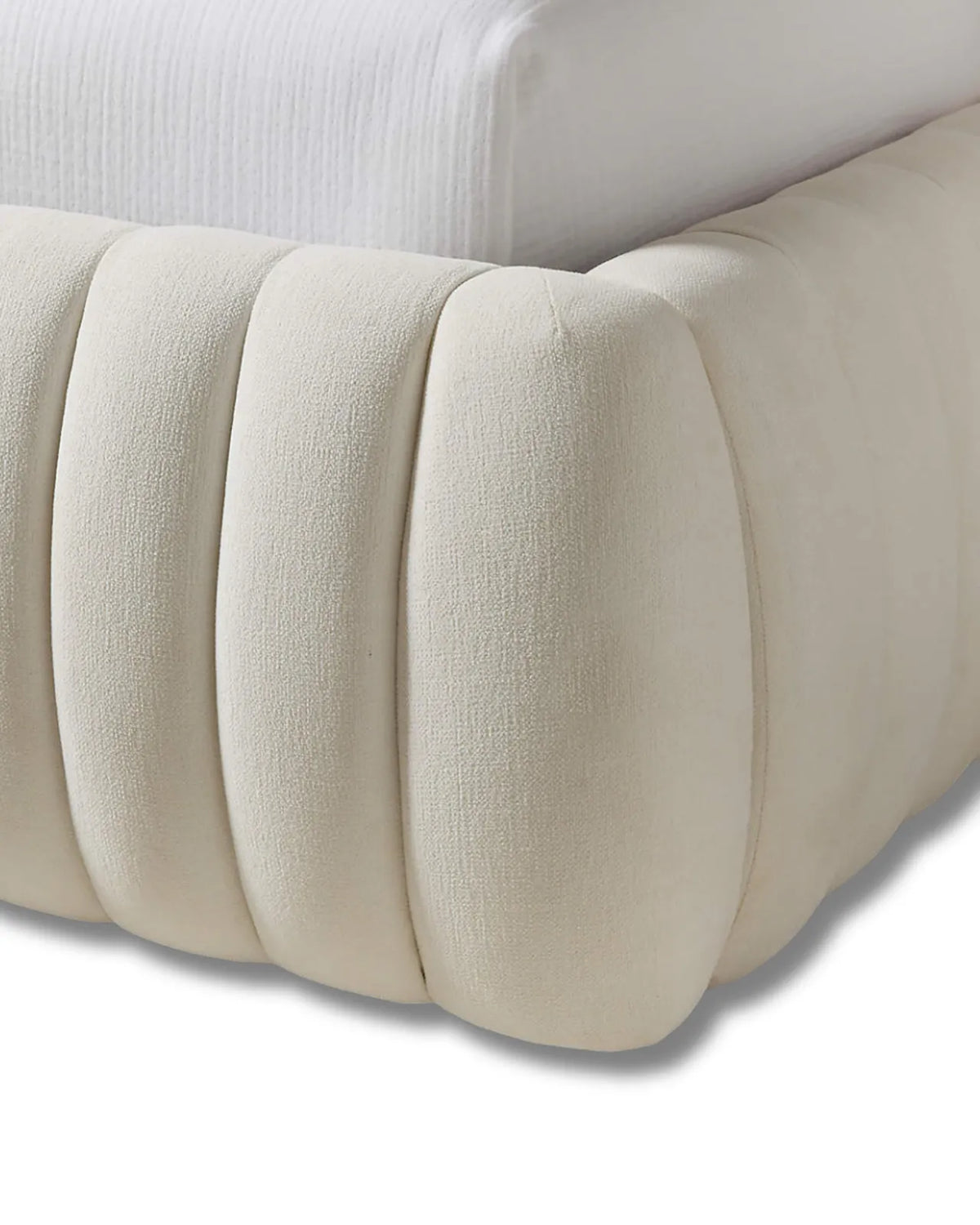 Rovique Chalk Velvet Channel-Tufted Performance Fabric Bed