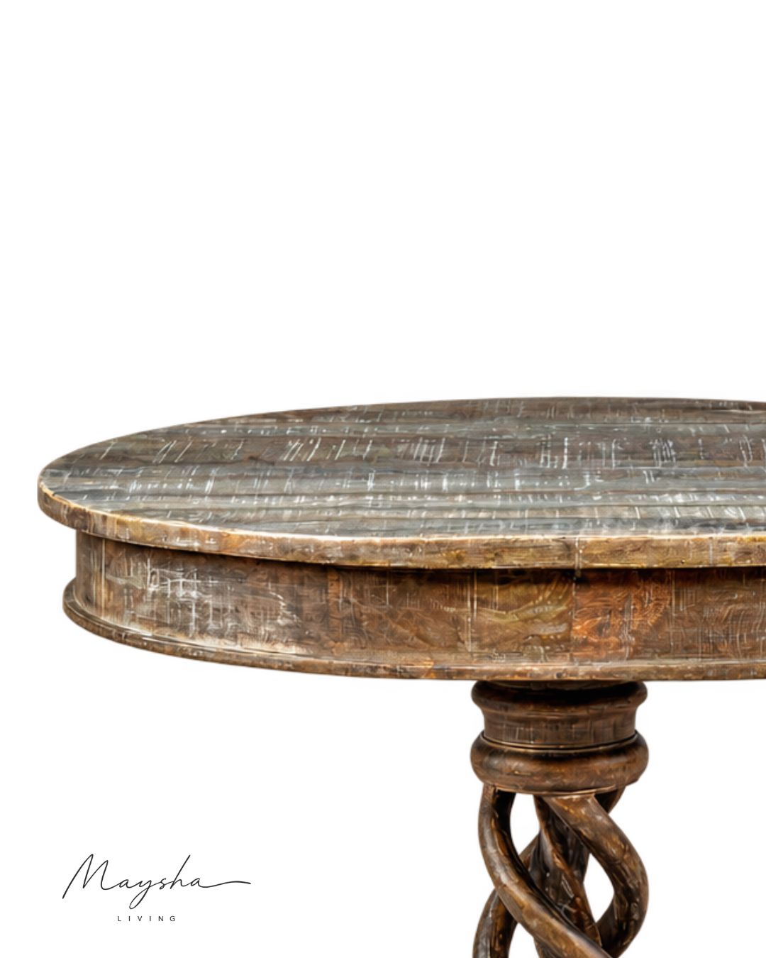 Spirelle Solid Wood Dining Table with Twisted Column