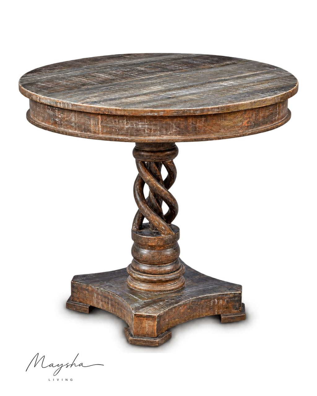 Spirelle Solid Wood Dining Table with Twisted Column