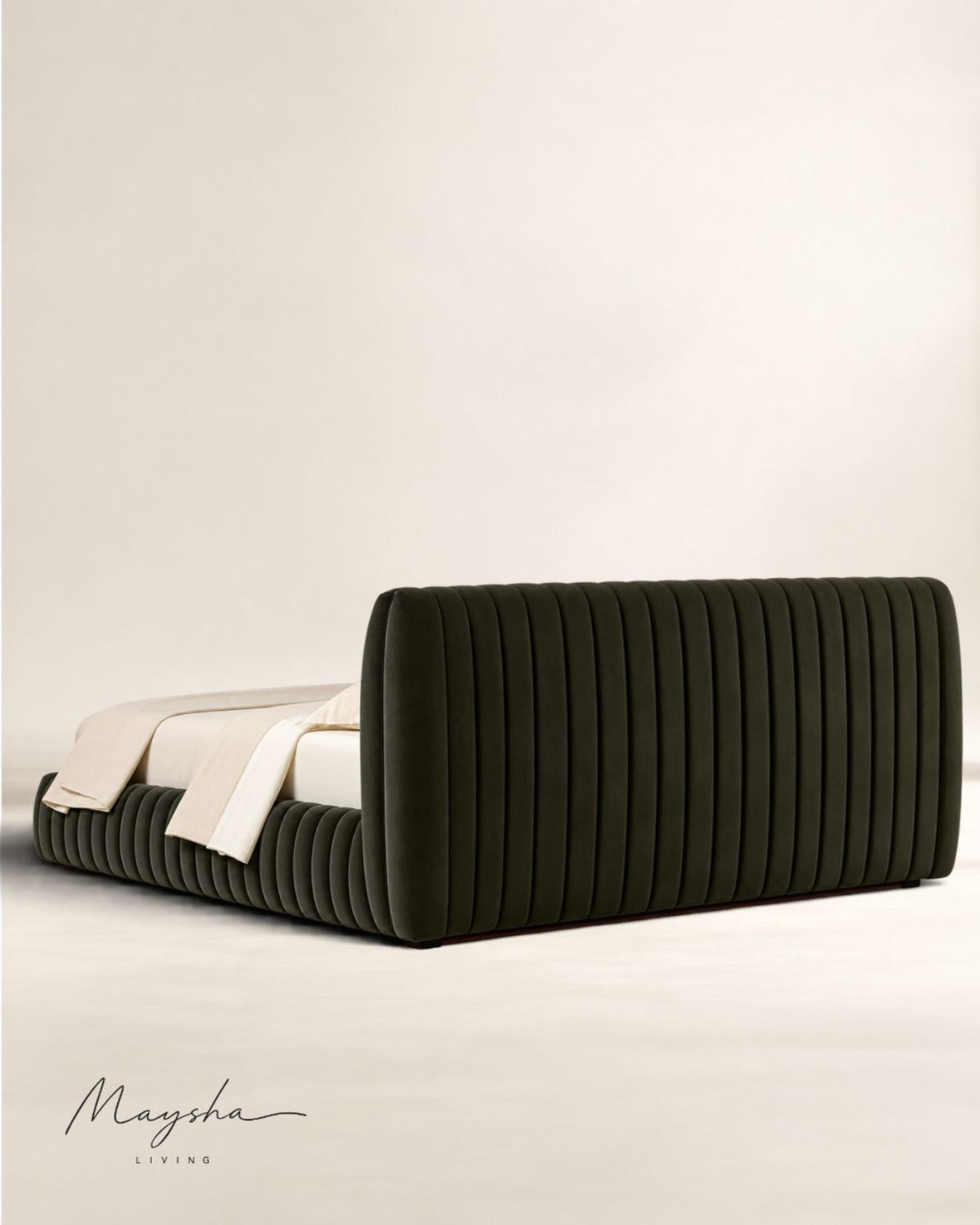 ROVIQUE Forest Velvet Channel-Tufted Performance Fabric Bed