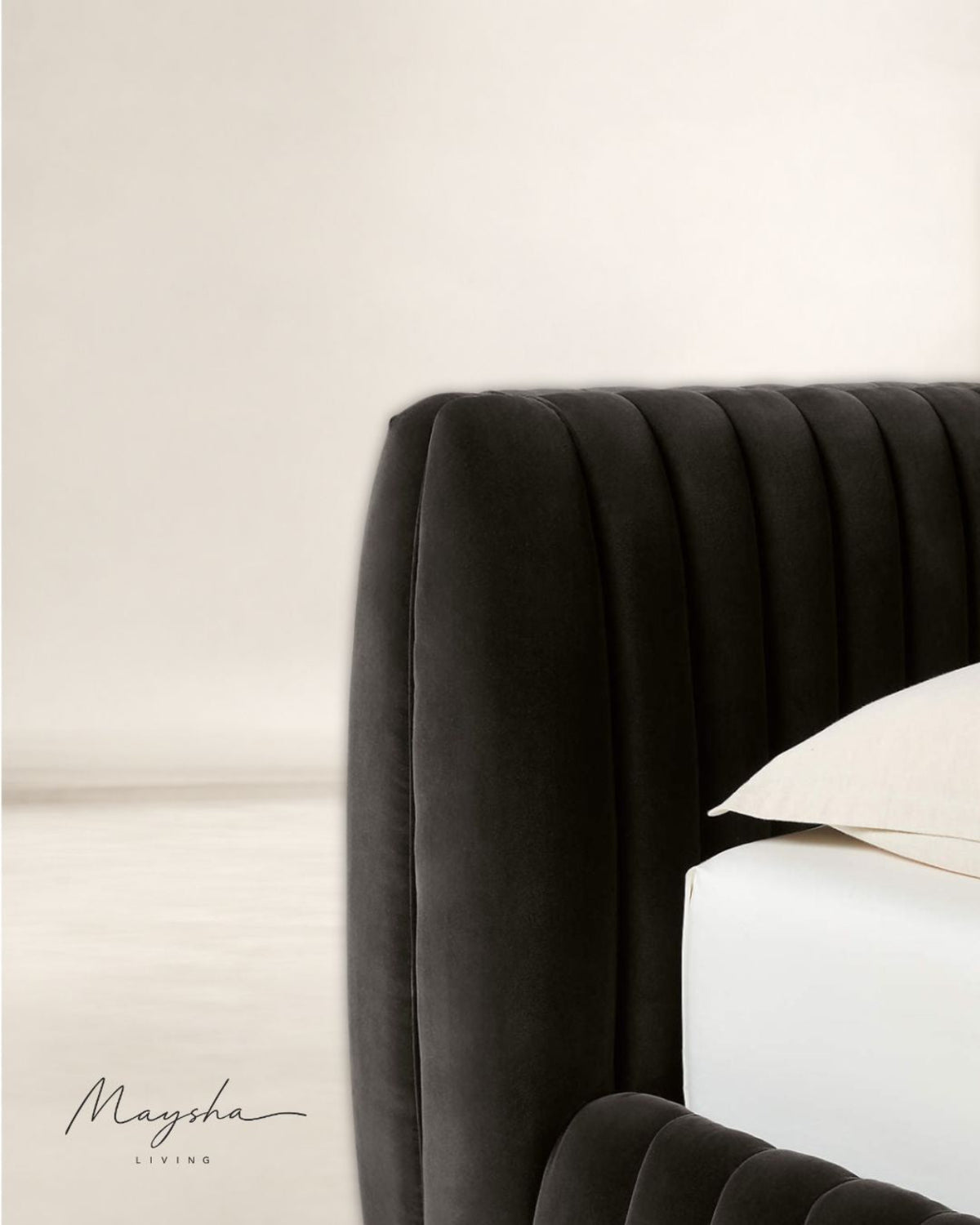 ROVIQUE Forest Velvet Channel-Tufted Performance Fabric Bed