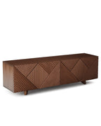 Dravique Geometric Textured TV Cabinet with Solid Wood Base