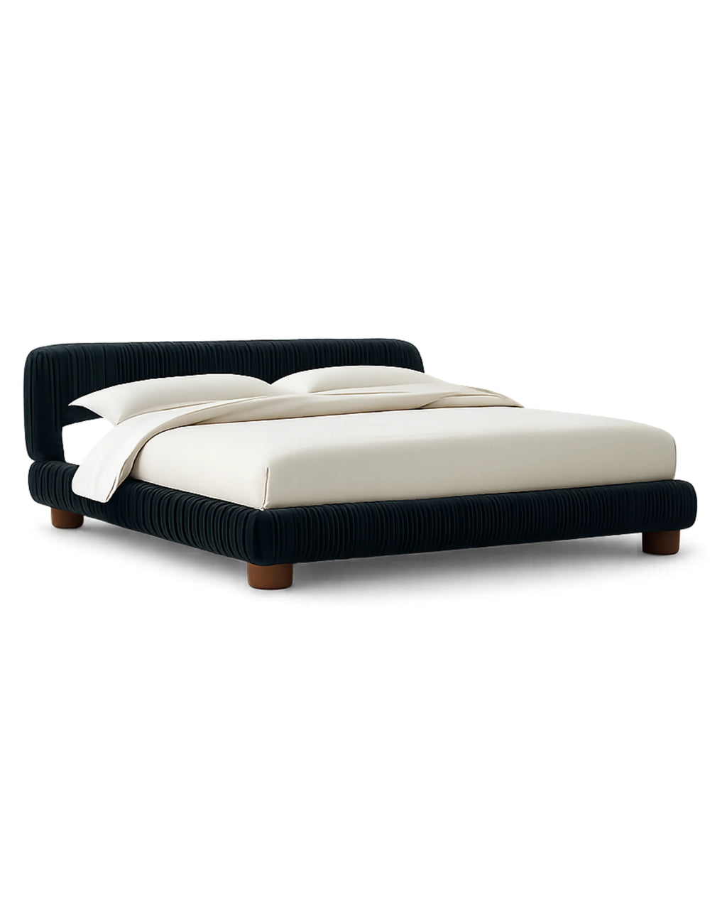 Striova Blue Velvet Low-Profile Bed