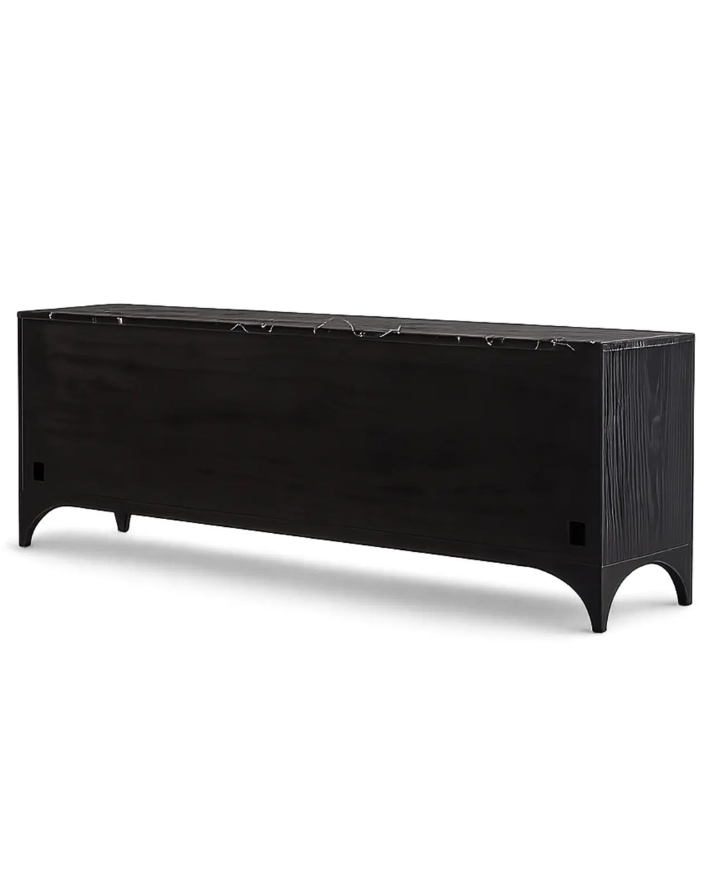 Velcero Black Oak Media Console with Natural Marble Top