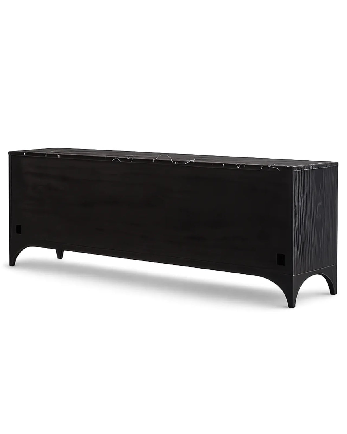 Velcero Black Oak Media Console with Natural Marble Top