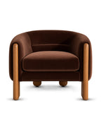 Sorvique Velvet Lounge Chair with Solid Wood Legs