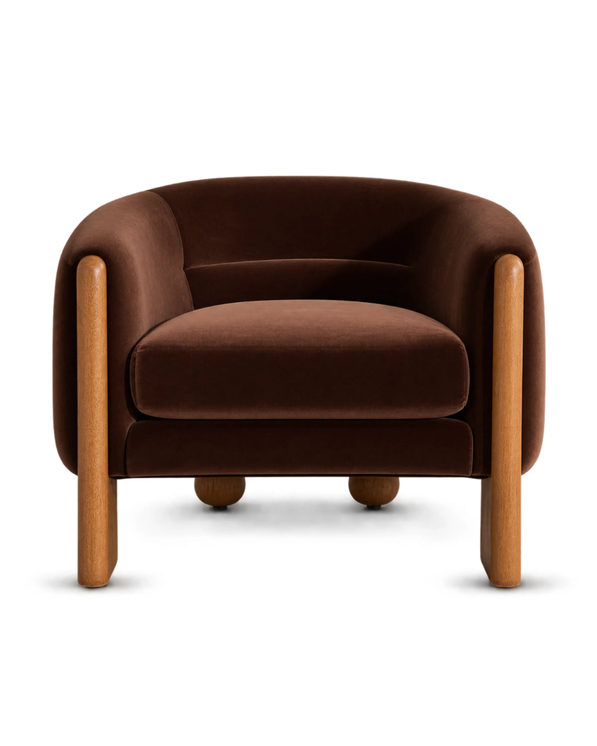 Sorvique Velvet Lounge Chair with Solid Wood Legs