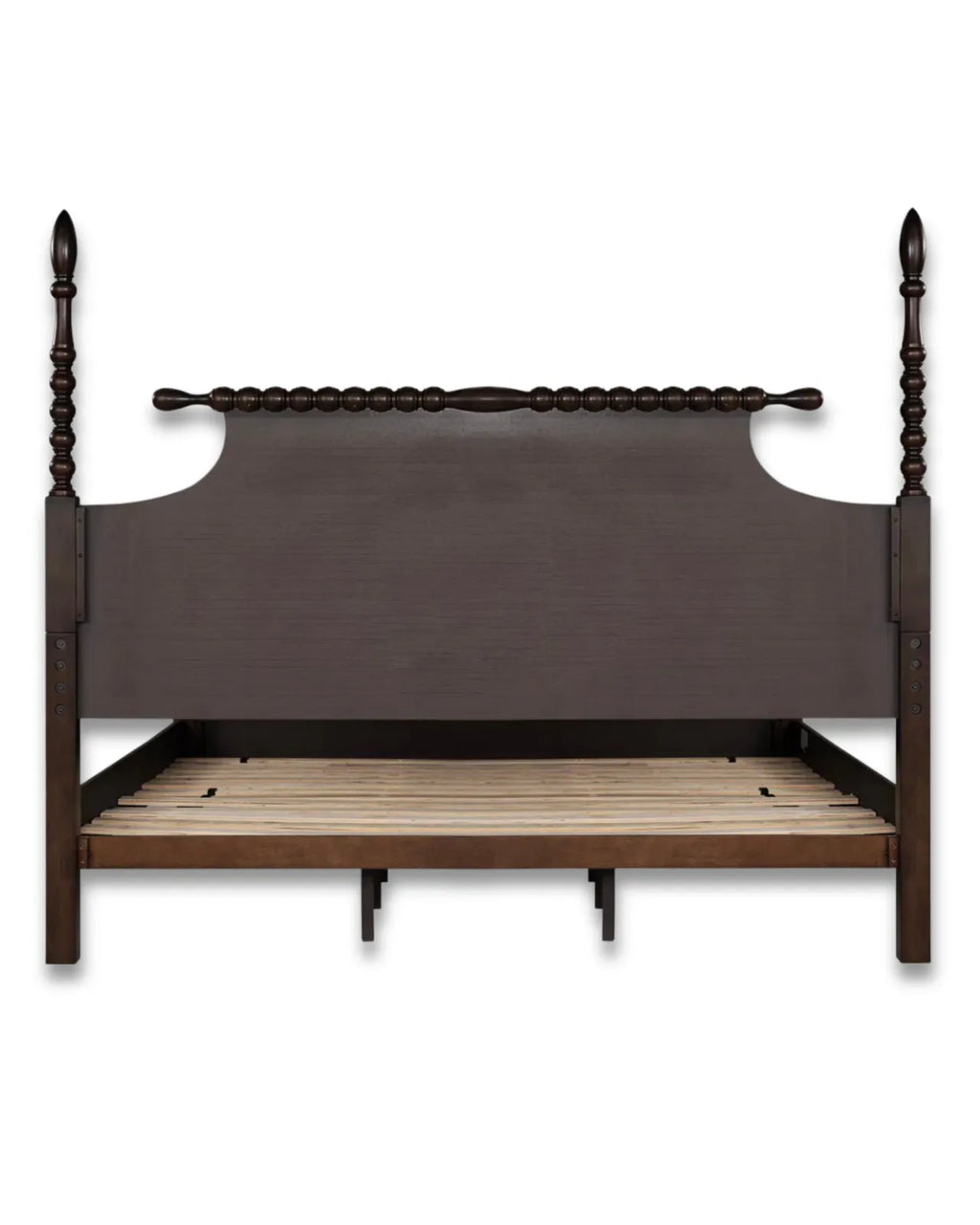 Aldoren Espresso Walnut Solid Wood Spindle Poster Bed