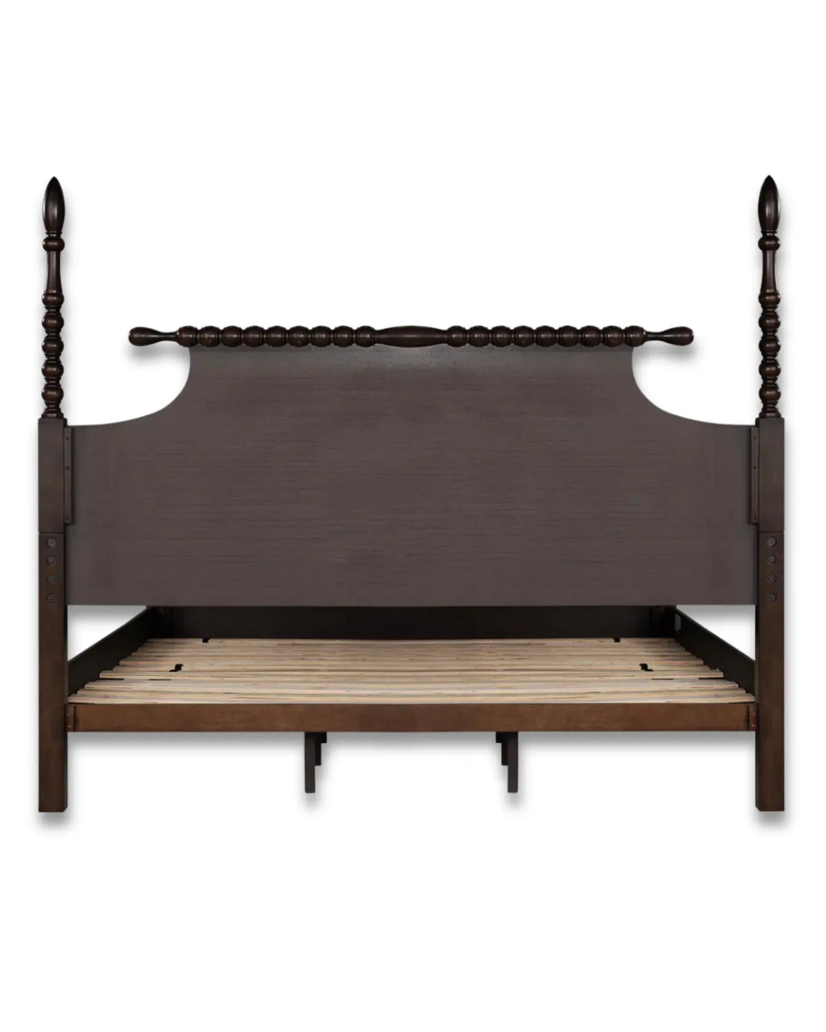 Aldoren Espresso Walnut Solid Wood Spindle Poster Bed