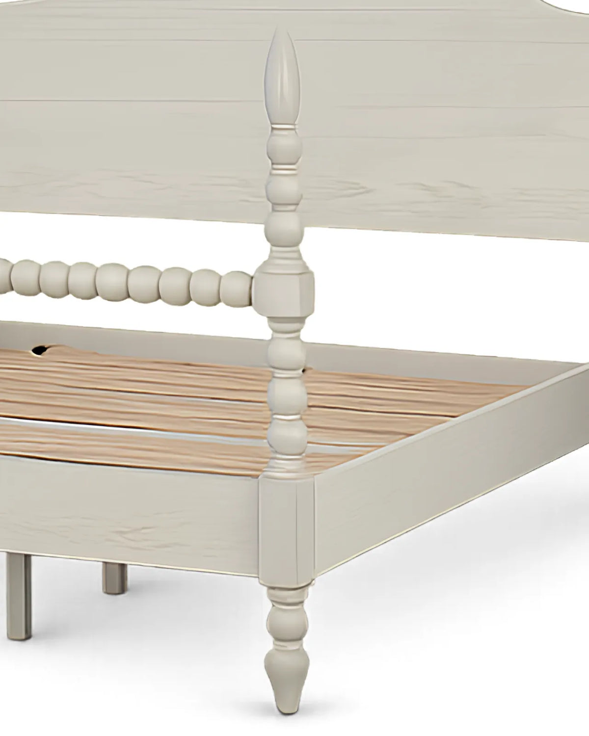 Aldoren Linen Ivory Solid Wood Spindle Poster Bed