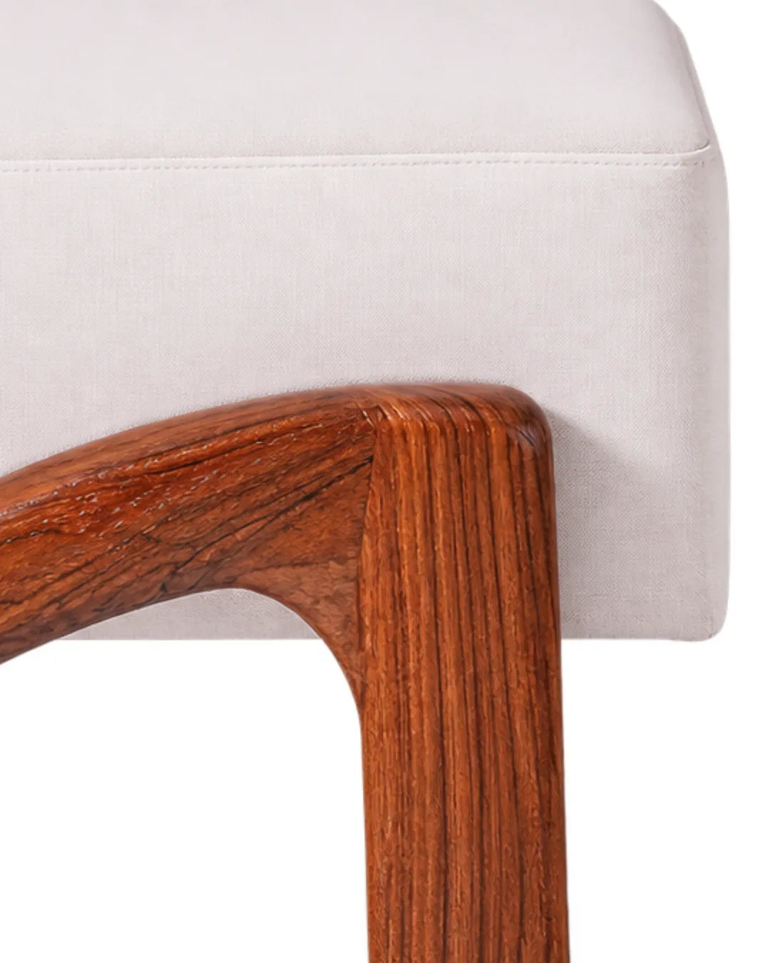 Velnaro Upholstered Solid Teakwood Accent Linen Stool