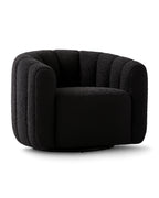 Veloura Obsidian Channel-Tufted Bouclé Swivel Accent Chair