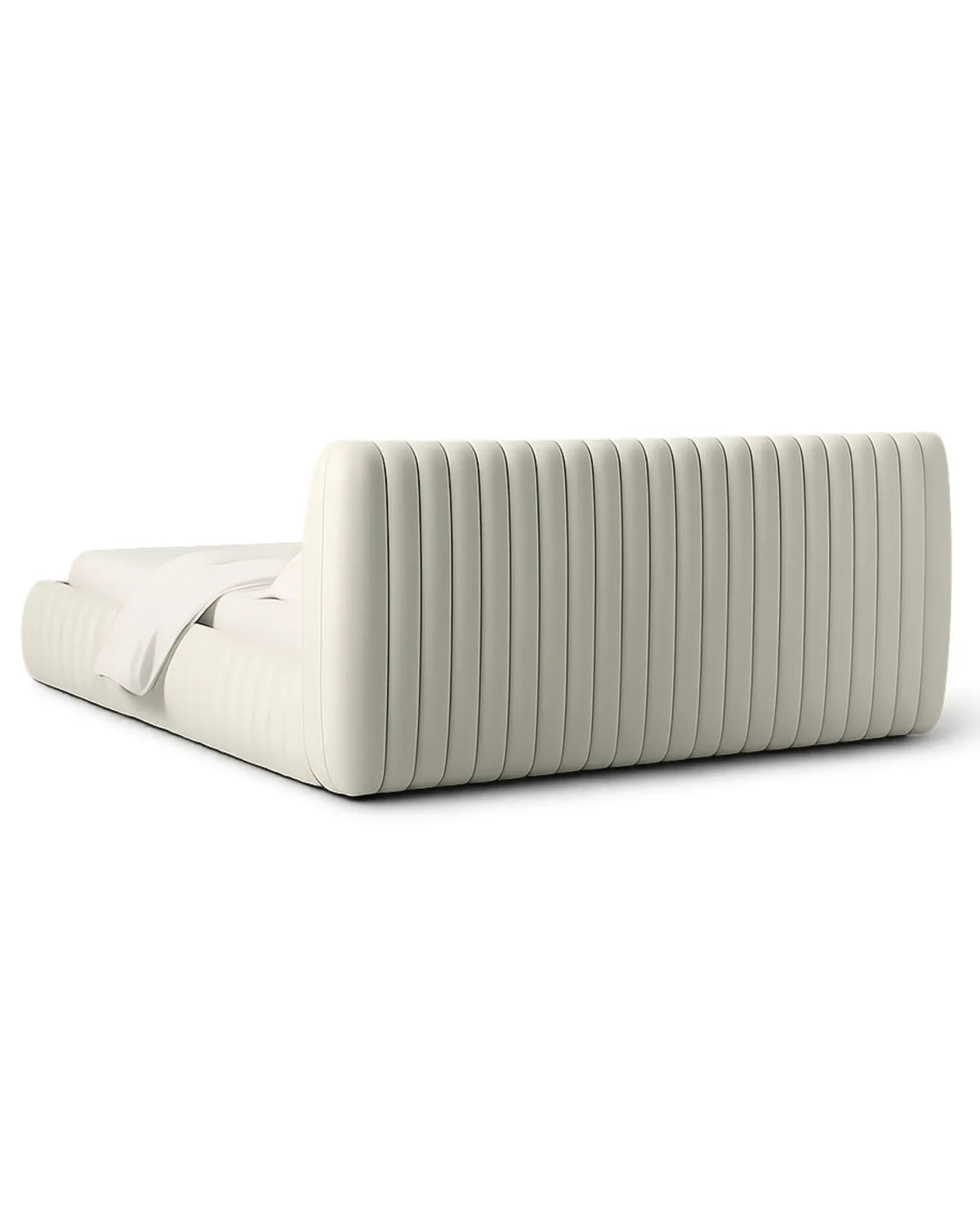Rovique Chalk Velvet Channel-Tufted Performance Fabric Bed
