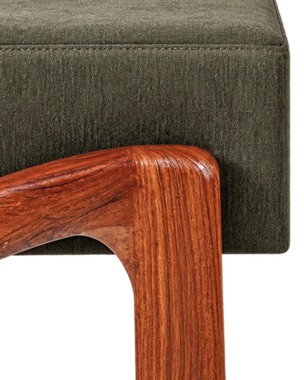 Velnaro Upholstered Solid Teakwood Accent Olive Stool