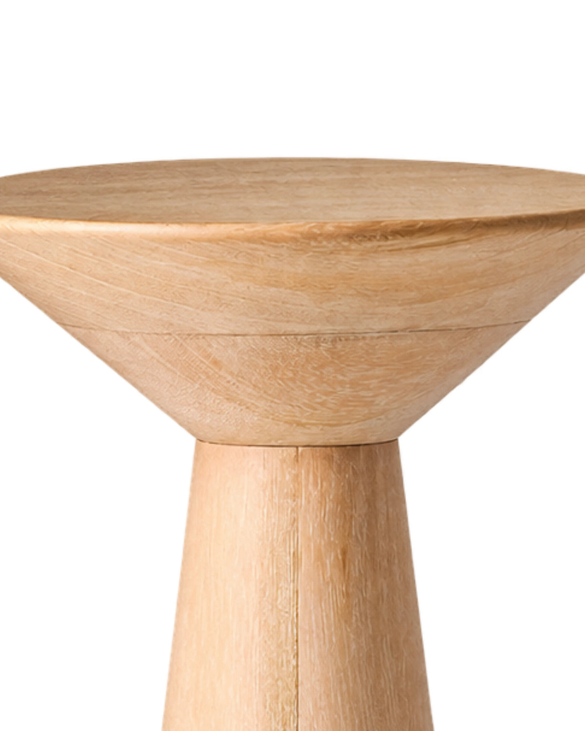 Solenna Almond Mist Solid Wood Pedestal Side Table