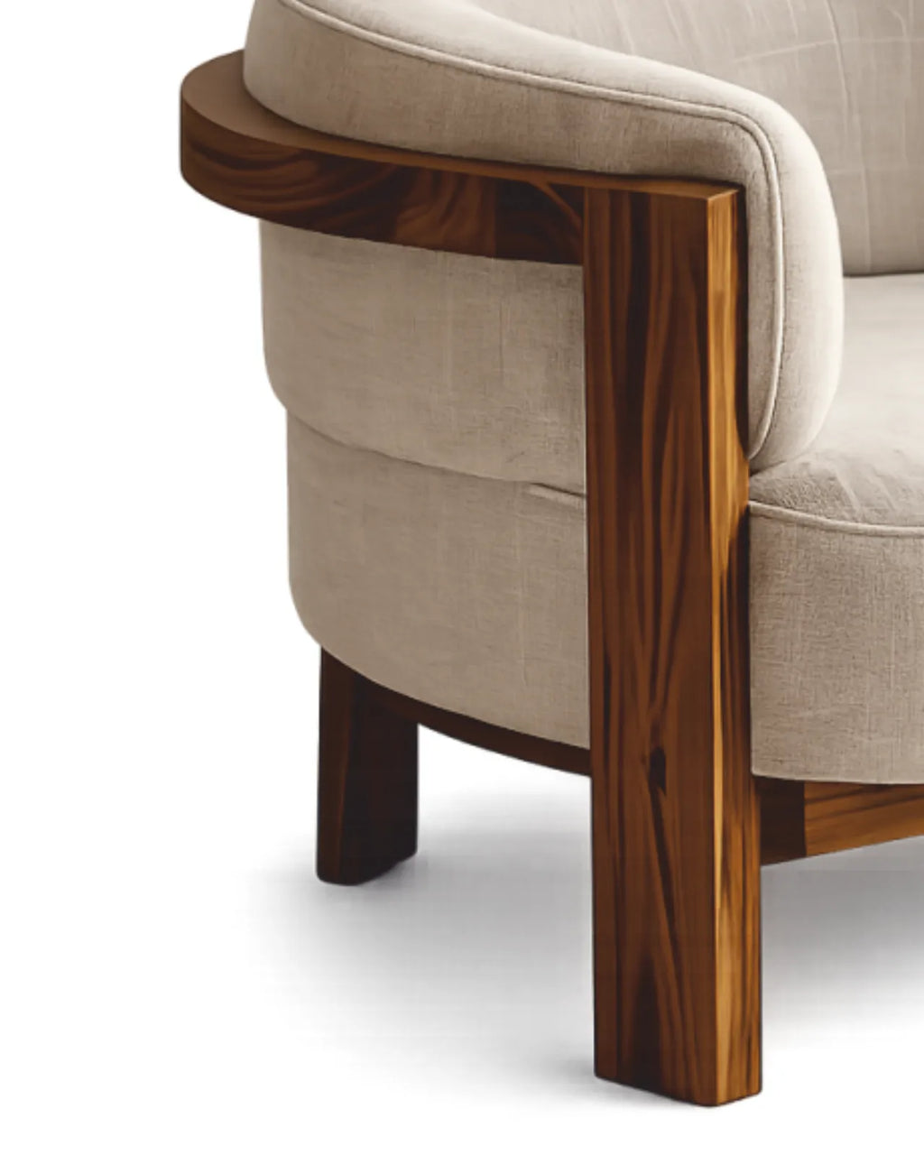 Bellarvo Velvet Accent Lounge Chair in Solid Teak Wood