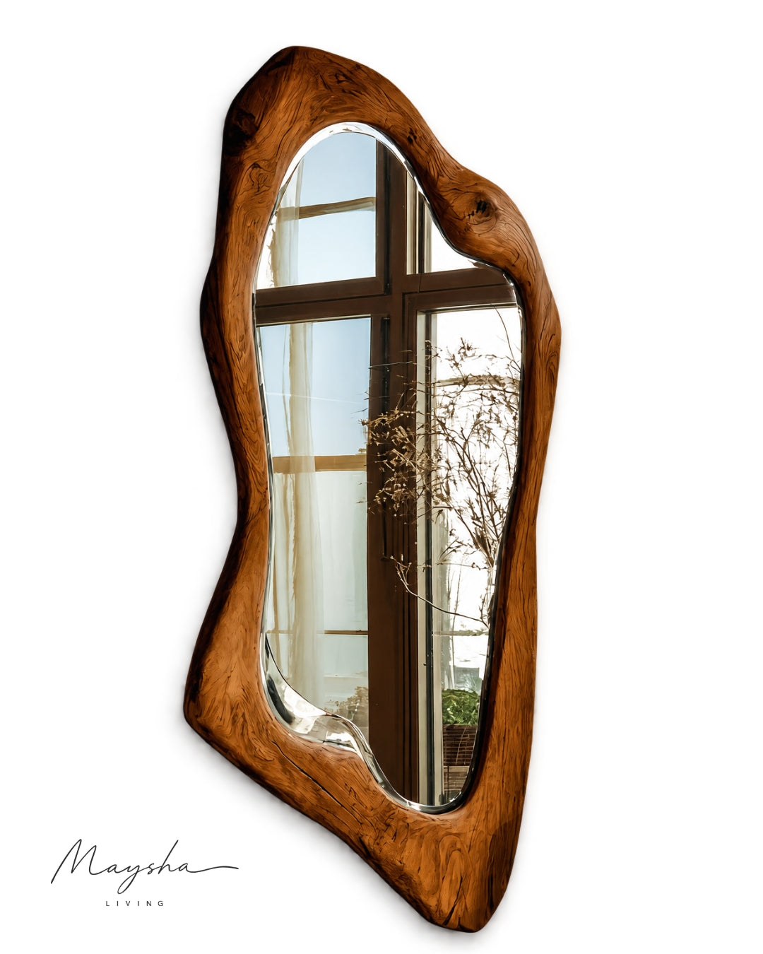 RIVENNA Live Edge Organic Freeform Solid Wood Wall Mirror