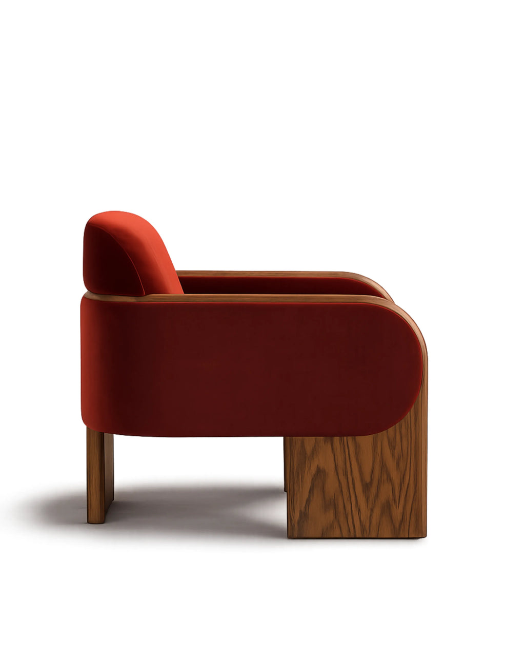 VESARO Velvet Lounge Chair with Oak Frame