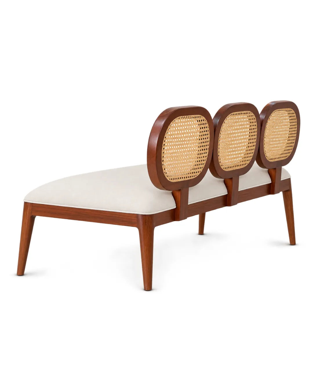 Averlo Triple Natural Cane Backrest Bench in Solid Teakwood