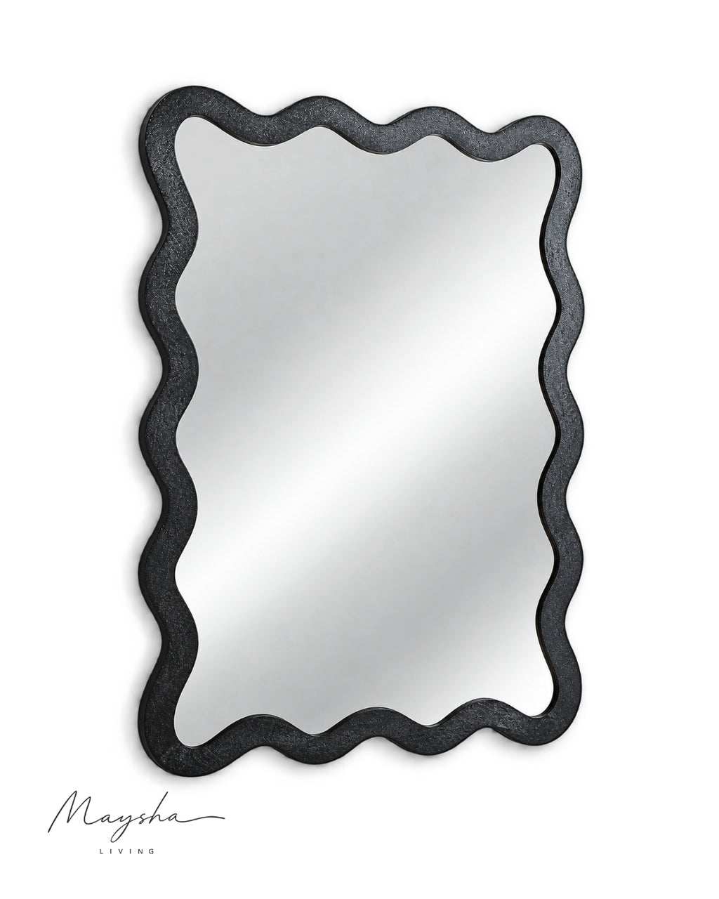 RIPPELLE Wavy Mango Wood Rectangular Wall Mirror