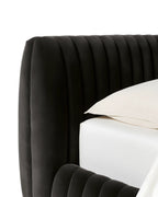 Rovique Forest Velvet Channel-Tufted Performance Fabric Bed