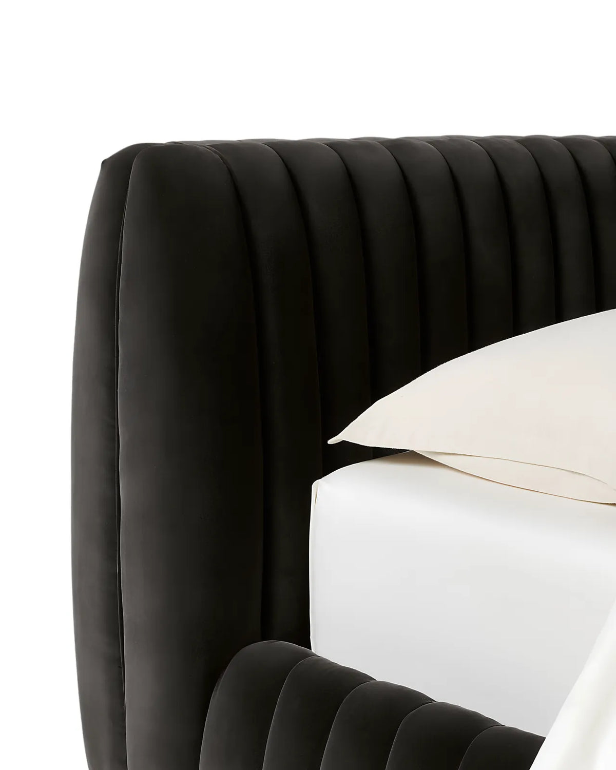 Rovique Forest Velvet Channel-Tufted Performance Fabric Bed
