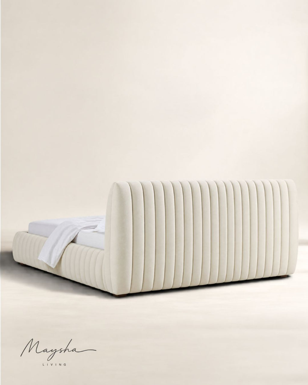 ROVIQUE Chalk Velvet Channel-Tufted Performance Fabric Bed