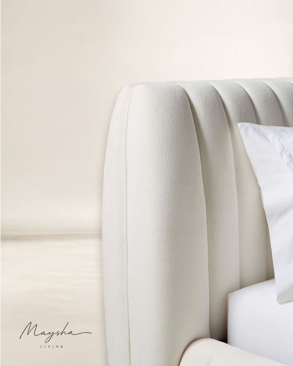 ROVIQUE Chalk Velvet Channel-Tufted Performance Fabric Bed