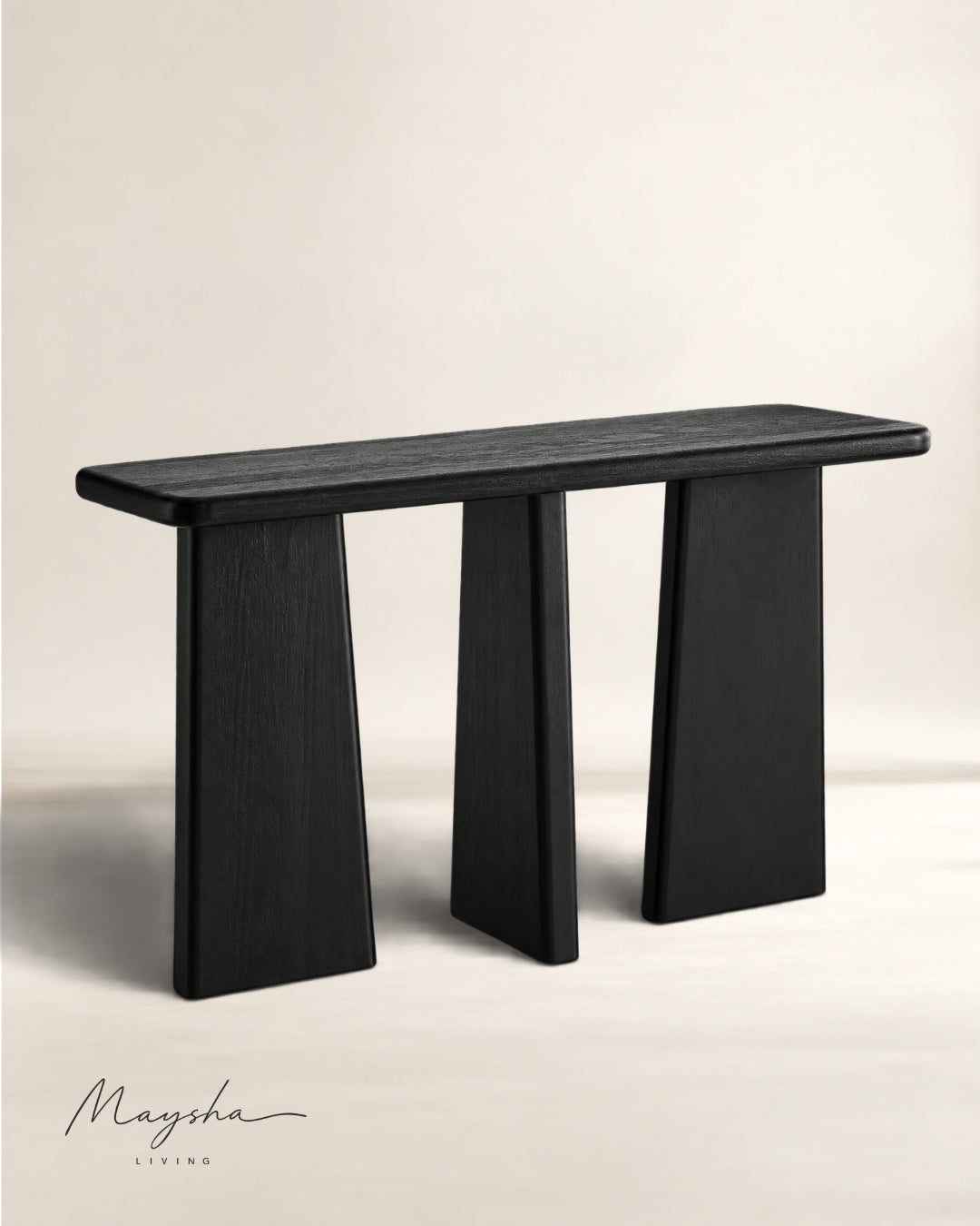 Zalvren Solid Wood Geometric Console Table