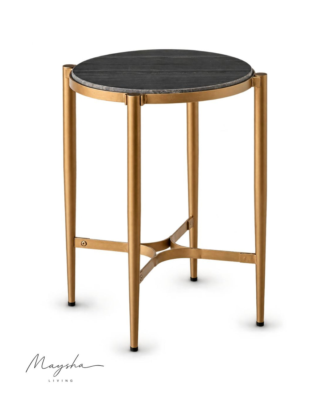 Orvella Round Side Table with Black Top