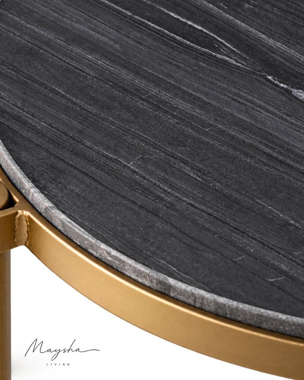 Orvella Round Side Table with Black Top
